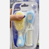 ست شانه وبرس نوزاد چیکو رنگ آبی محصول ایتالیا